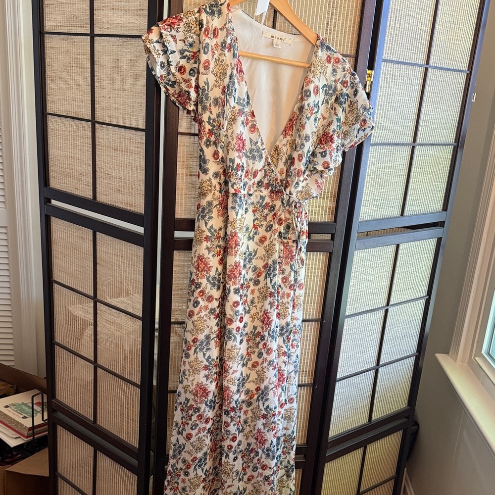 Miami Floral Maxi Dress in Cream and Red